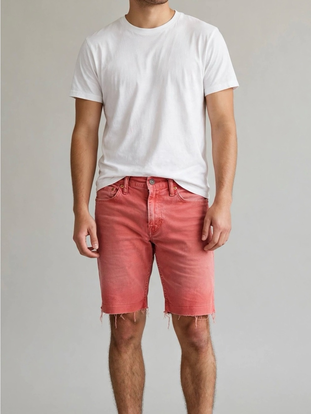 Levi's Coral-Red Denim Cutoff Shorts
